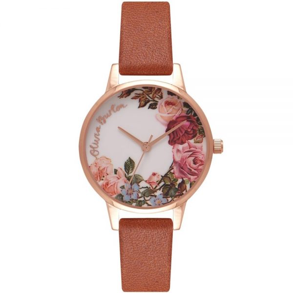 RELOJ OLIVIA BURTON SRA. ROSE FLORES CORREA PIEL