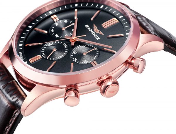 RELOJ SANDOZ HOMBRE ROSA CON CORREA DE PIEL